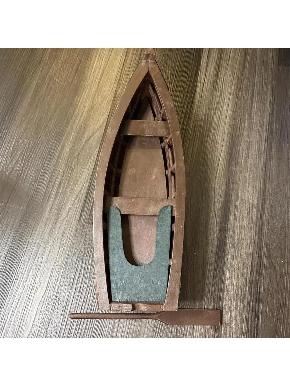 Wood Canoe Model With Paddle 15” Brown Paddle Boat